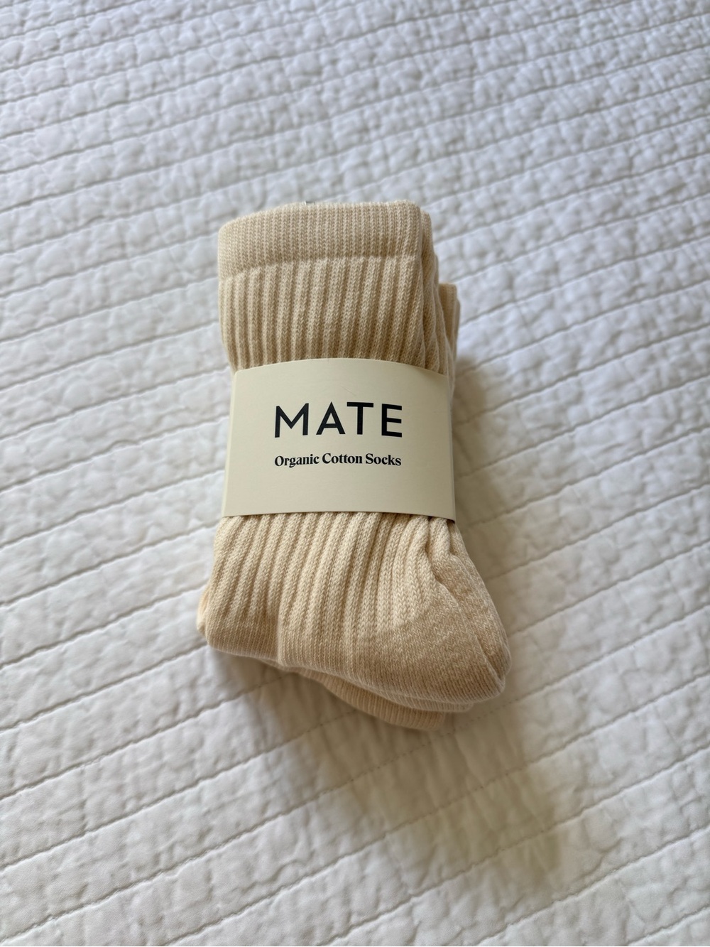 MATE Organic Cotton Crew Socks — Natural NWT